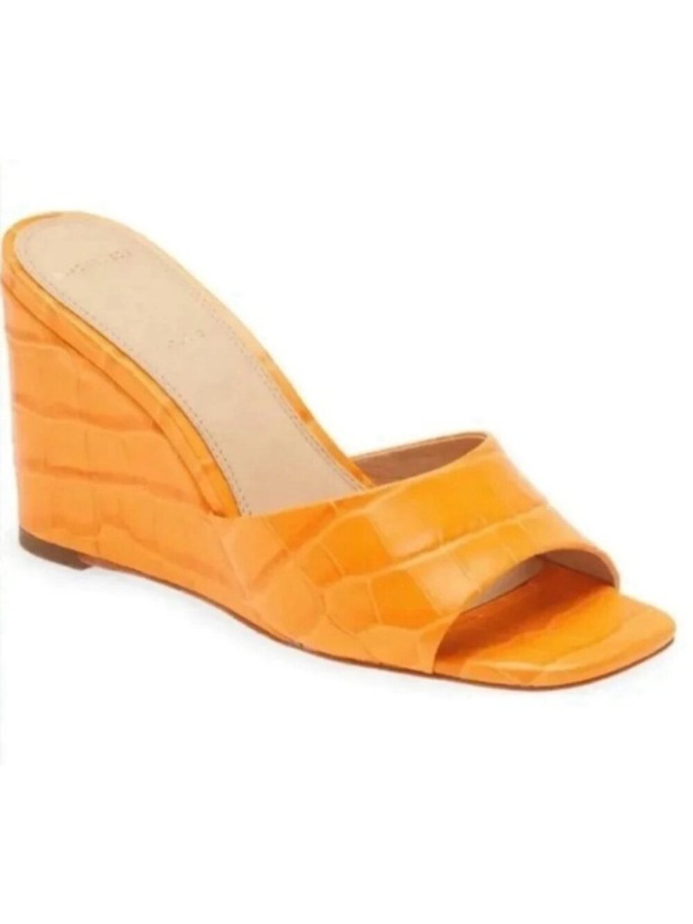 NEW Black Suede Studio Paloma Leather Wedge Heel 38 Bright Marigold Sandal Croc